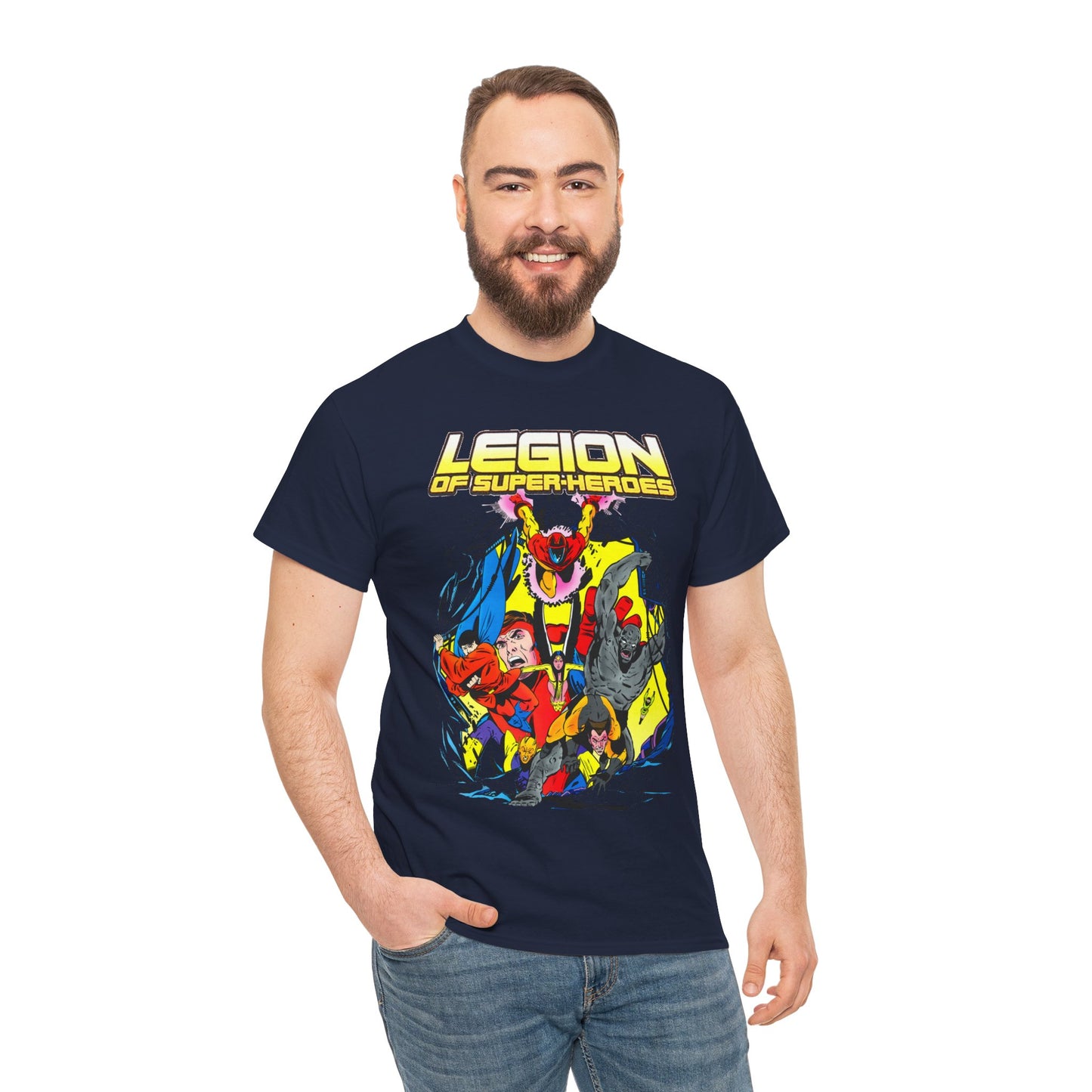 Legion of Super-Heroes T-Shirt - Mon-El, Colossal Kid, Wildfire, Dawnstar, Blok, Timber Wolf - LOSH - DC Comics