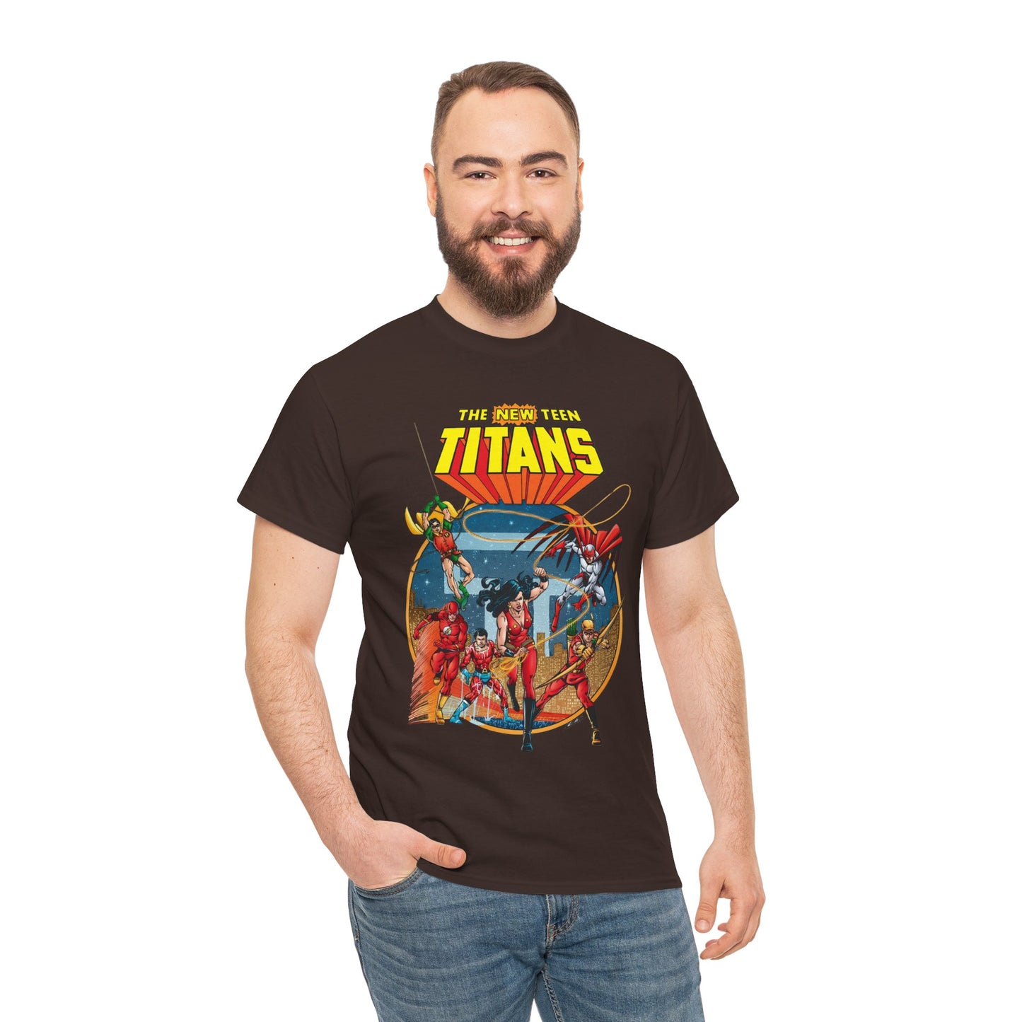 New Teen Titans T-Shirt - George Perez Art - Wonder Girl, Flash, Robin, Speedy, Aqualad, Hawk - DC Comics