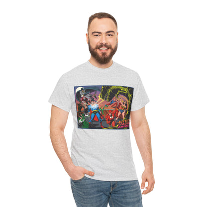 Justice League of America T-Shirt - Brian Bolland Art - Superman, Green Lantern, Wonder Woman, Batman, Flash, Elongated Man, Black Canary, Green Arrow, Atom - DC Comics