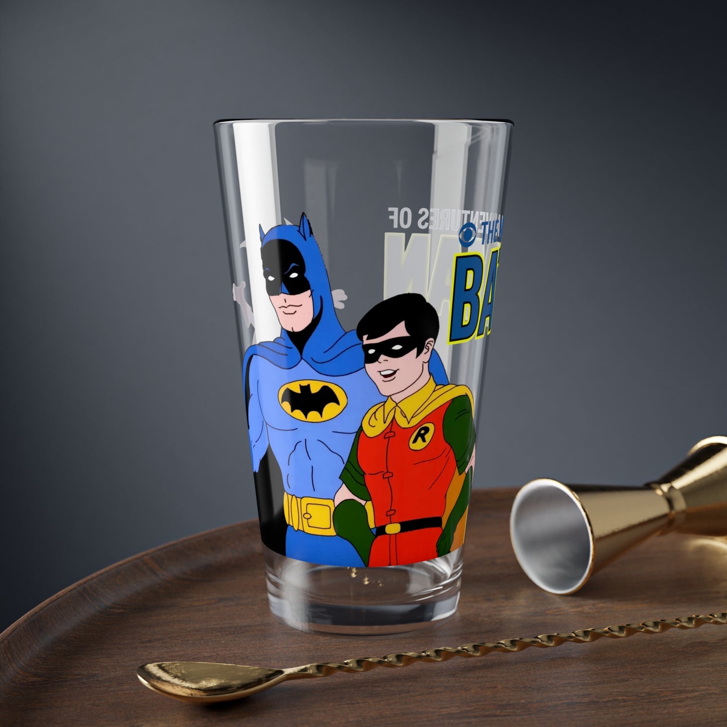 New Adventures of Batman Pint Glass 16oz Filmation 1977 Cartoon Robin Batmite Retro 70s Superhero Nostalgia Glassware Vintage Fan Gift