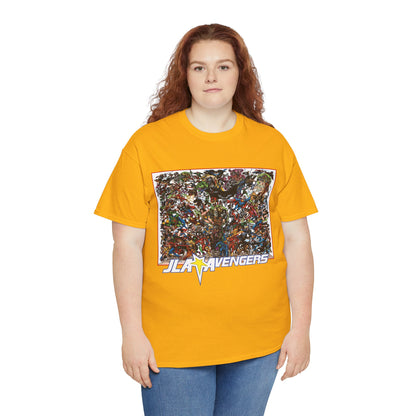 JLA Vs Avengers T-Shirt - Stunning, Classic George Perez Art - DC & Marvel 200s Crossover - Superman, Thor, Wonder Woman, Captain America, Flash, Black Panther, Iron Man, Batman