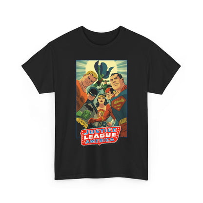 Justice League of America T-Shirt - Michael Cho Art - Superman, Flash, Wonder Woman, Green Lantern, Batman, Martian Manhunter - Silver Age Team - DC Comics