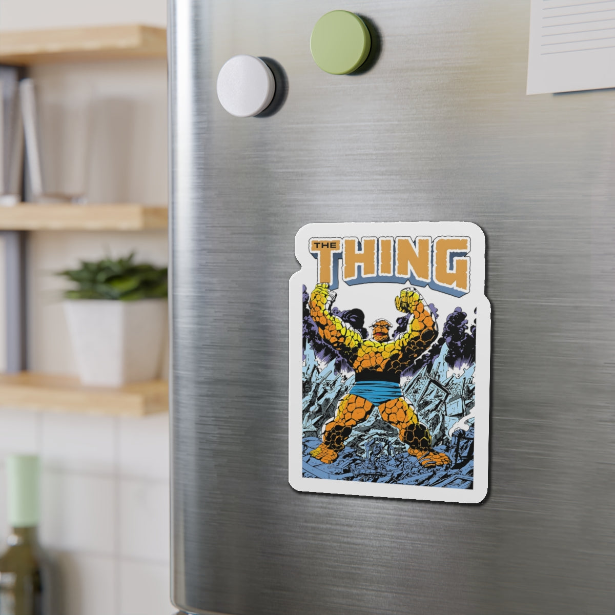 The Thing Die-Cut Magnet - John Byrne Art - Fantastic Four Member - Post Secret Wars Series - Ben Grimm - Marvel Comics - 3", 4", 5", 6"