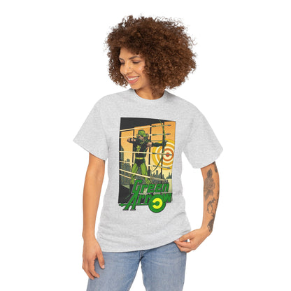 Green Arrow T-Shirt - George Perez Art - 1980s Justice League Postcard Art - JLA - DC Comics