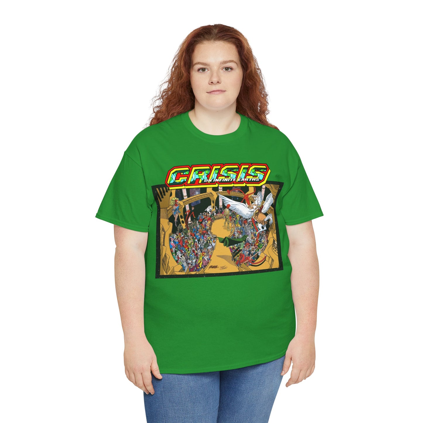 Crisis on Infinite Earths T-Shirt - George Perez & Jerry Ordway Art - The Monitor's Satellite - DC Comics
