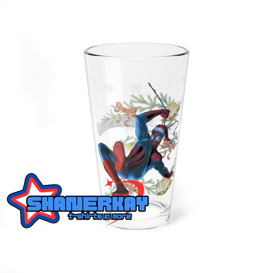 Amazing Spider-Man Christmas Pint Glass, 16oz - Marvel Comics Holiday Special Art