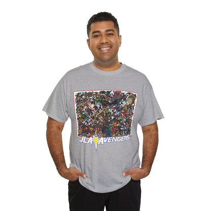JLA Vs Avengers T-Shirt - Stunning, Classic George Perez Art - DC & Marvel 200s Crossover - Superman, Thor, Wonder Woman, Captain America, Flash, Black Panther, Iron Man, Batman