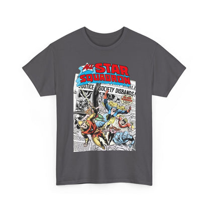 All-Star Squadron T-Shirt - Joe Kubert Art - Liberty Belle, Robotman, Shining Knight, Johnny Quick, Firebrand - JSA Connection - DC Comics