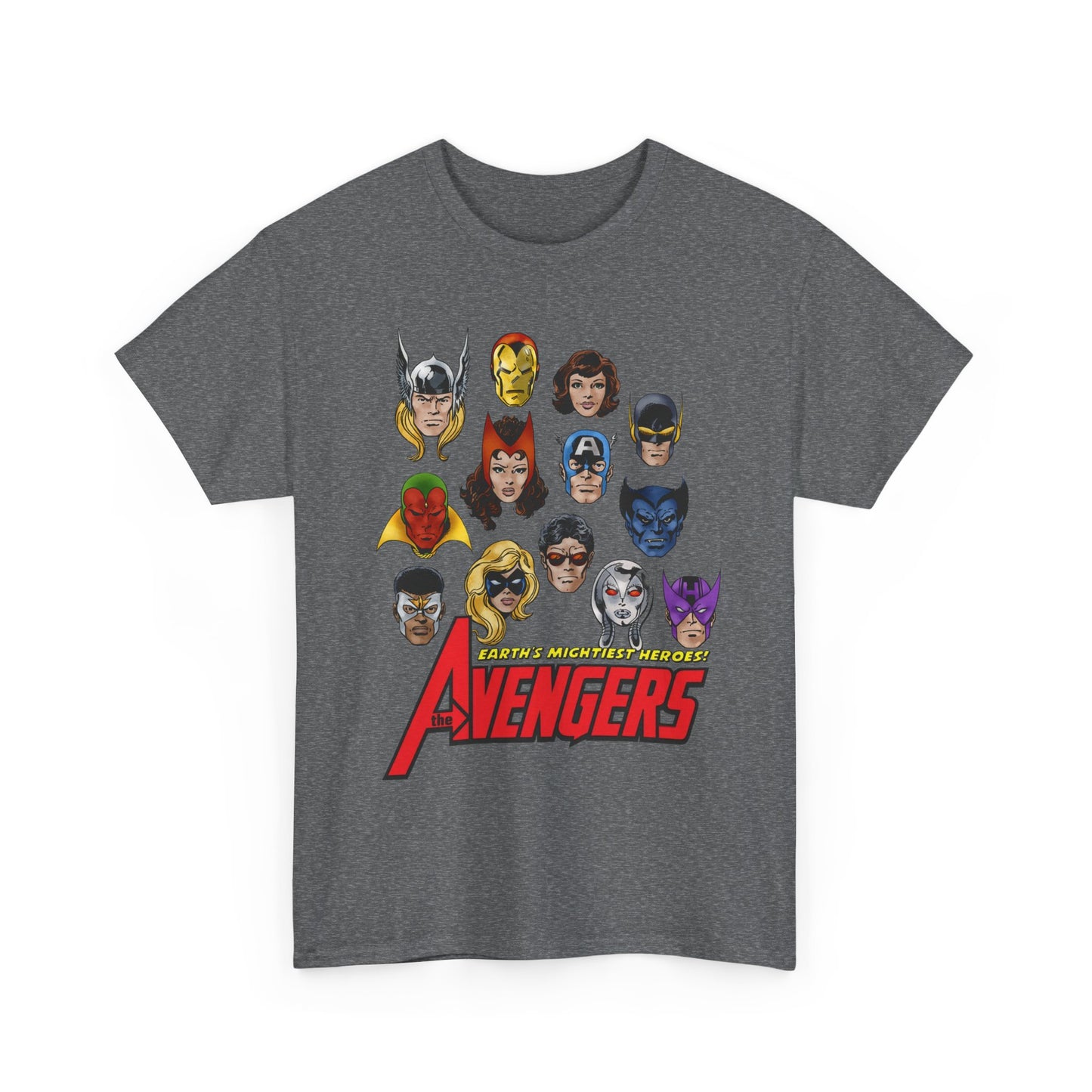 Avengers T-Shirt - John Byrne Art - Captain America, Scarlet Witch, Iron Man, Thor, Vision, Hawkeye, Wonder Man - Marvel Comics