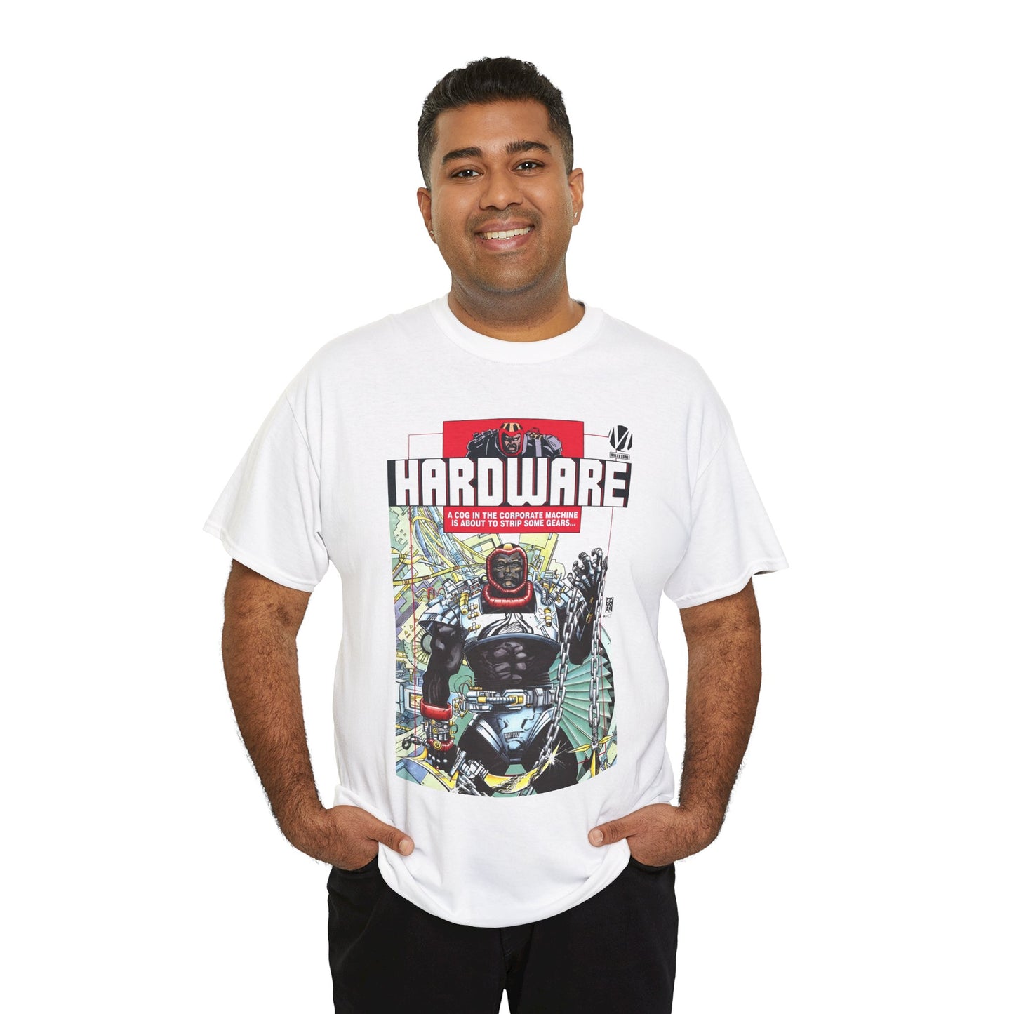 Hardware T-Shirt - Denys Cowan Art - Curtis Metcalf Vs Edwin Alva - Milestone Media - DC Comics