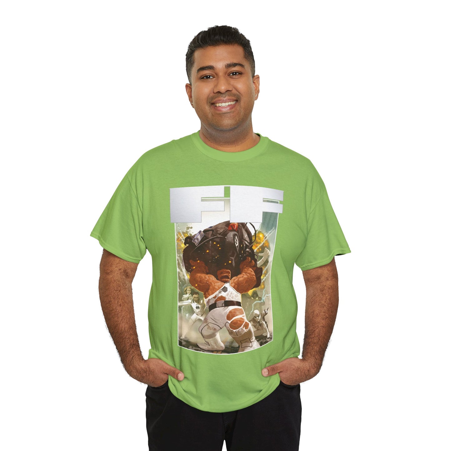 FF T-Shirt - Daniel Acuna Art - Fantastic Four - Mr. Fantastic, Invisible Woman, Thing, Spider-Man - Marvel Comics