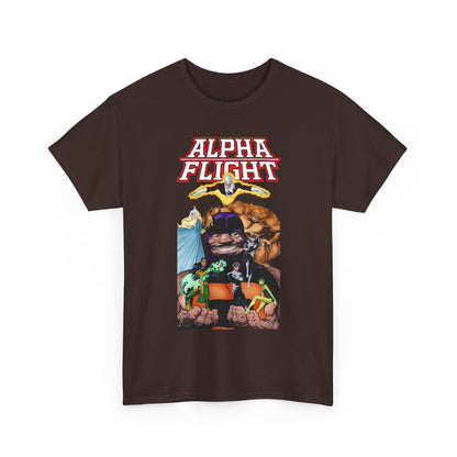 Alpha Flight T-Shirt - John Byrne Art - Guardian, Aurora, Northstar, Shaman, Snowbird, Puck - Marvel Comics