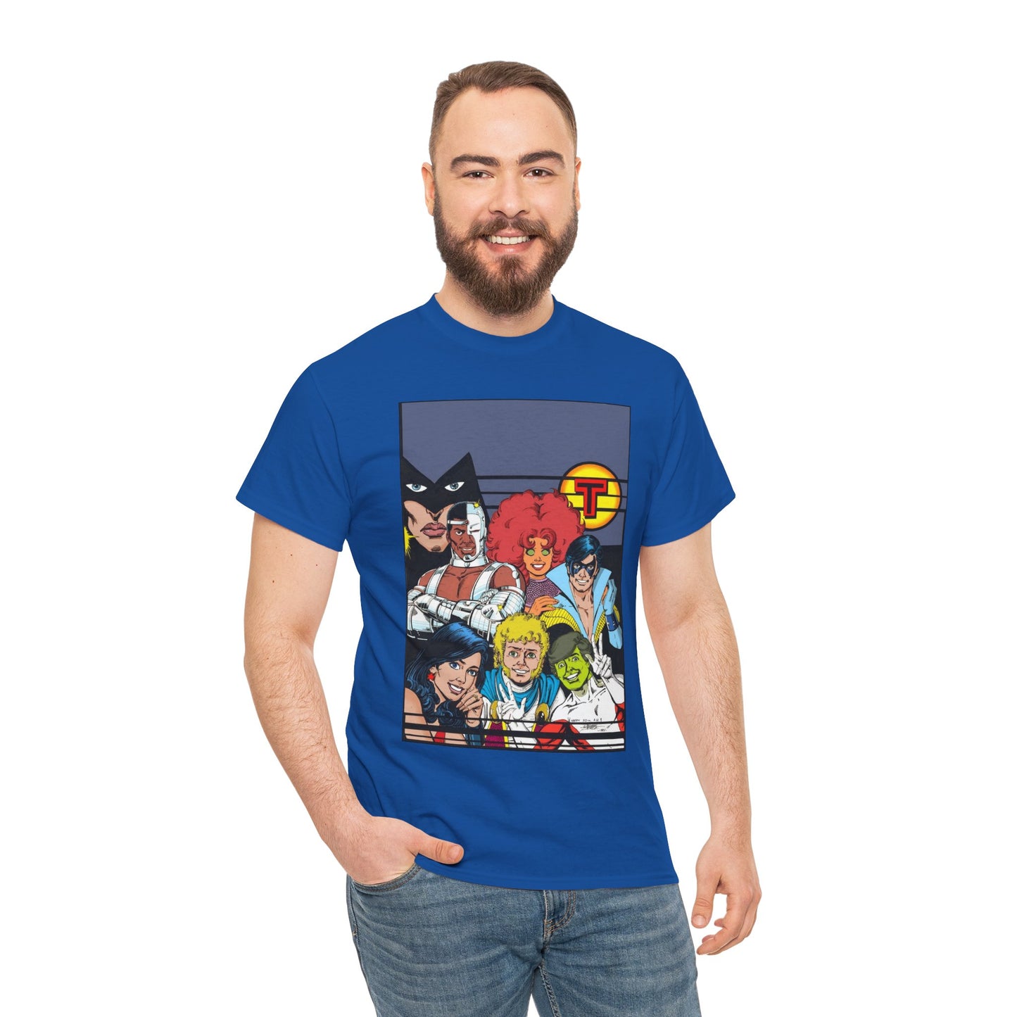 New Teen Titans T-Shirt - George Perez Painted Art - Nightwing, Wonder Girl, Raven, Jericho, Cyborg, Starfire, Changeling - DC Comics