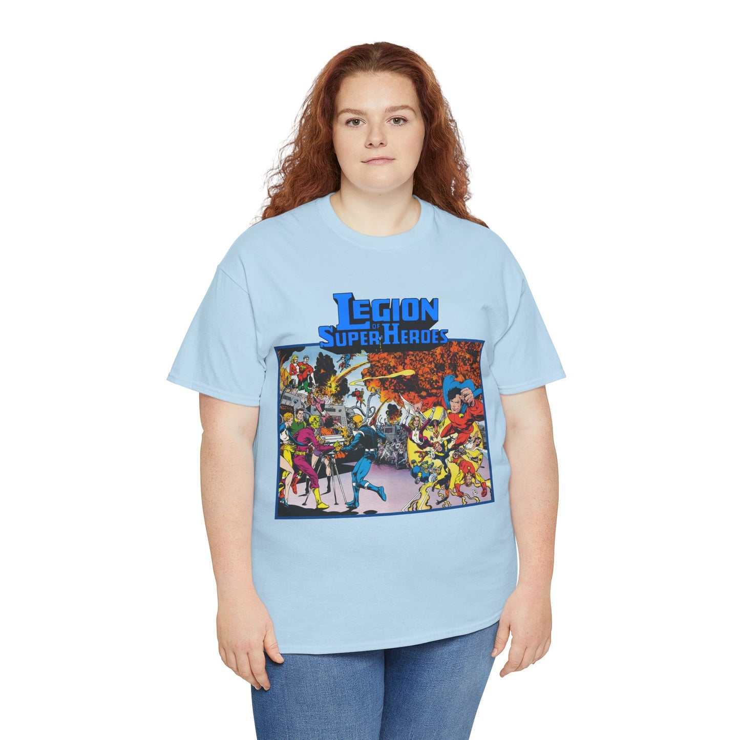 Legion of Super-Heroes T-Shirt - Steve Lightle Art - Mon-El, Saturn Girl, Brainiac 5, Sun Boy, Lightning Lad, Dawnstar, Timber Wolf - LOSH - DC Comics