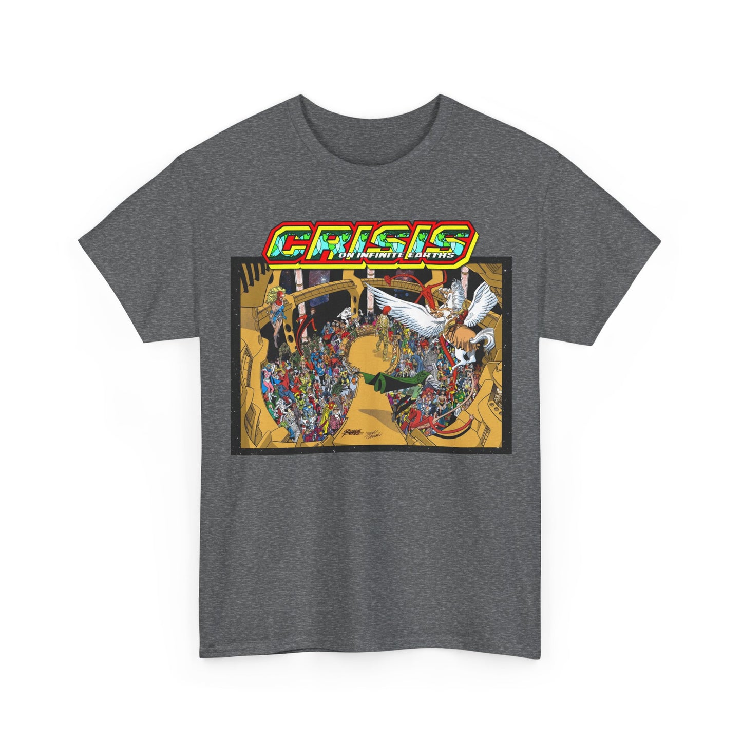 Crisis on Infinite Earths T-Shirt - George Perez & Jerry Ordway Art - The Monitor's Satellite - DC Comics