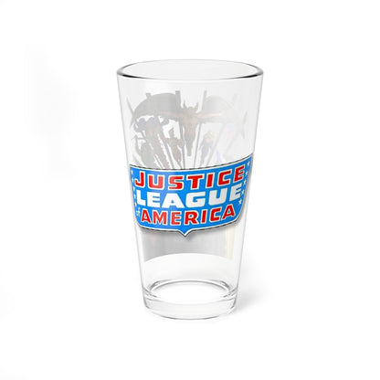 Justice League Pint Glass, 16oz - George Perez Art - Hawkman, Firestorm, Black Canary, Green Arrow, Zatanna, Red Tornado - JLA - DC Comics