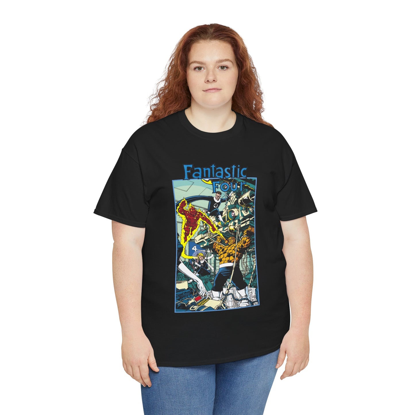 Fantastic Four T-Shirt - George Perez Art - Reed Richards, Invisible Woman, Human Torch, The Thing - Marvel Comics