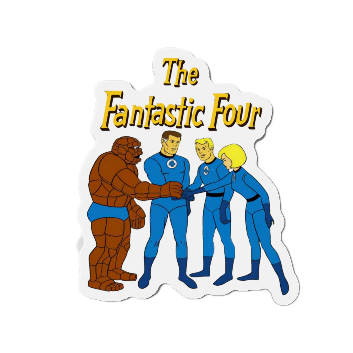 Fantastic Four Die-Cut Magnet - Hanna-Barbera Cartoon - Reed Richards, Invisible Girl, Human Torch, The Thing - Marvel Comics - 3", 4", 5", 6"