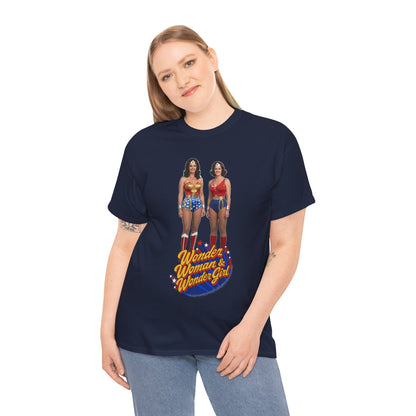 Wonder Woman & Wonder Girl T-Shirt - Lynda Carter Retro 1970s TV Show - DC Comics