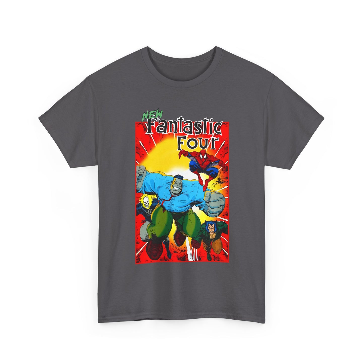 New Fantastic Four T-Shirt - Arthur Adams Art - Wolverine, Ghost Rider, Spider-Man, Hulk - Marvel Comics