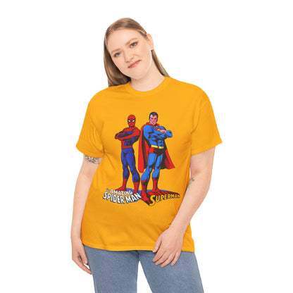 Amazing Spider-Man & Superman T-Shirt - Classic 1970s Marvel/DC Comics Crossover - Peter Parker & Clark Kent