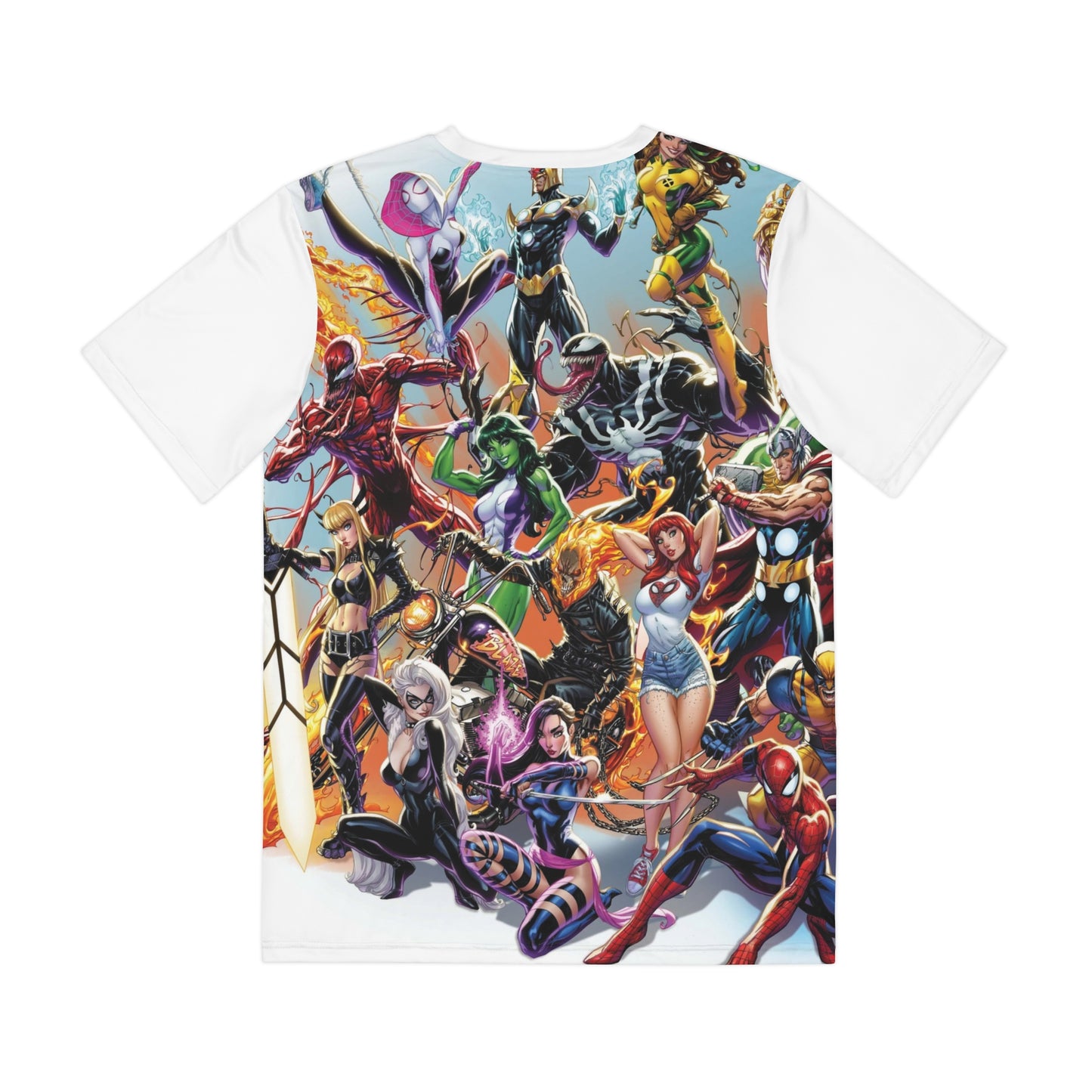 The Will of Doom All Over Print Tee (Polyester) - Captain America, Black Widow, Cyclops, Black Panther, Wolverine, Iron Man, Hulk - Marvel Comics