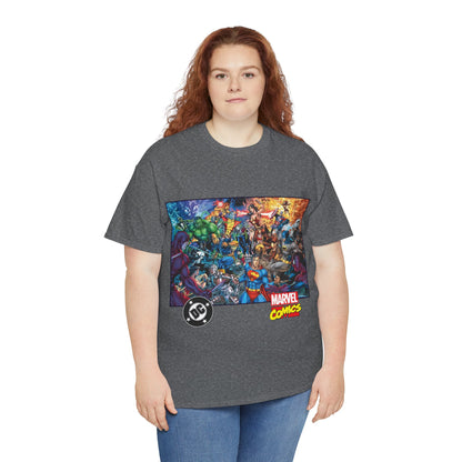 DC Vs Marvel T-Shirt - Jim Lee Art - Batman, Superman, Spider-Man, Wolverine, Wonder Woman, Daredevil, Hulk, Captain America, Deathstroke, Storm, Colossus - DC Comics, Marvel Comics Crossover