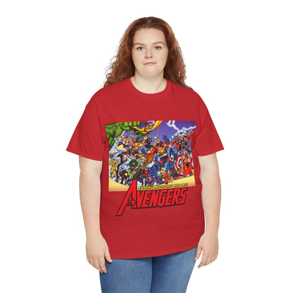 Avengers T-Shirt - George Perez Art - Marvel Comics - Captain America, Iron Man, Thor, She-Hulk, Hawkeye, Vision, Quicksilver - Classic Cover