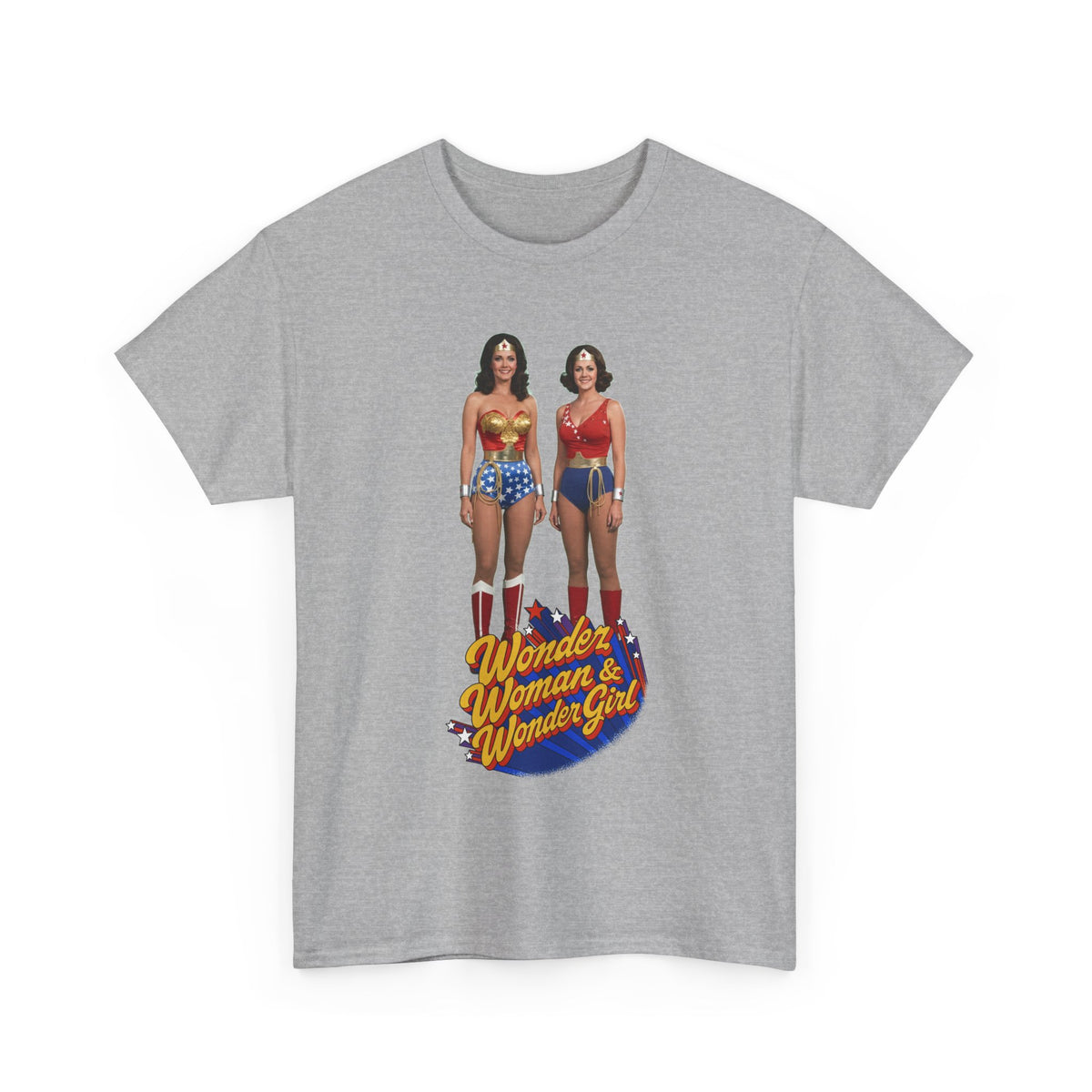 Wonder Woman & Wonder Girl T-Shirt - Lynda Carter Retro 1970s TV Show - DC Comics
