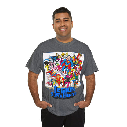 Legion of Super-Heroes T-Shirt - Greg Laroque Art - Who's Who in DC Comics - Superboy, Cosmic Boy, Dream Girl, Dawnstar, Supergirl, Sun Boy, Wildfire, Element Lad, Invisible Kid, Saturn Girl, Lightning Lad - DC Comics