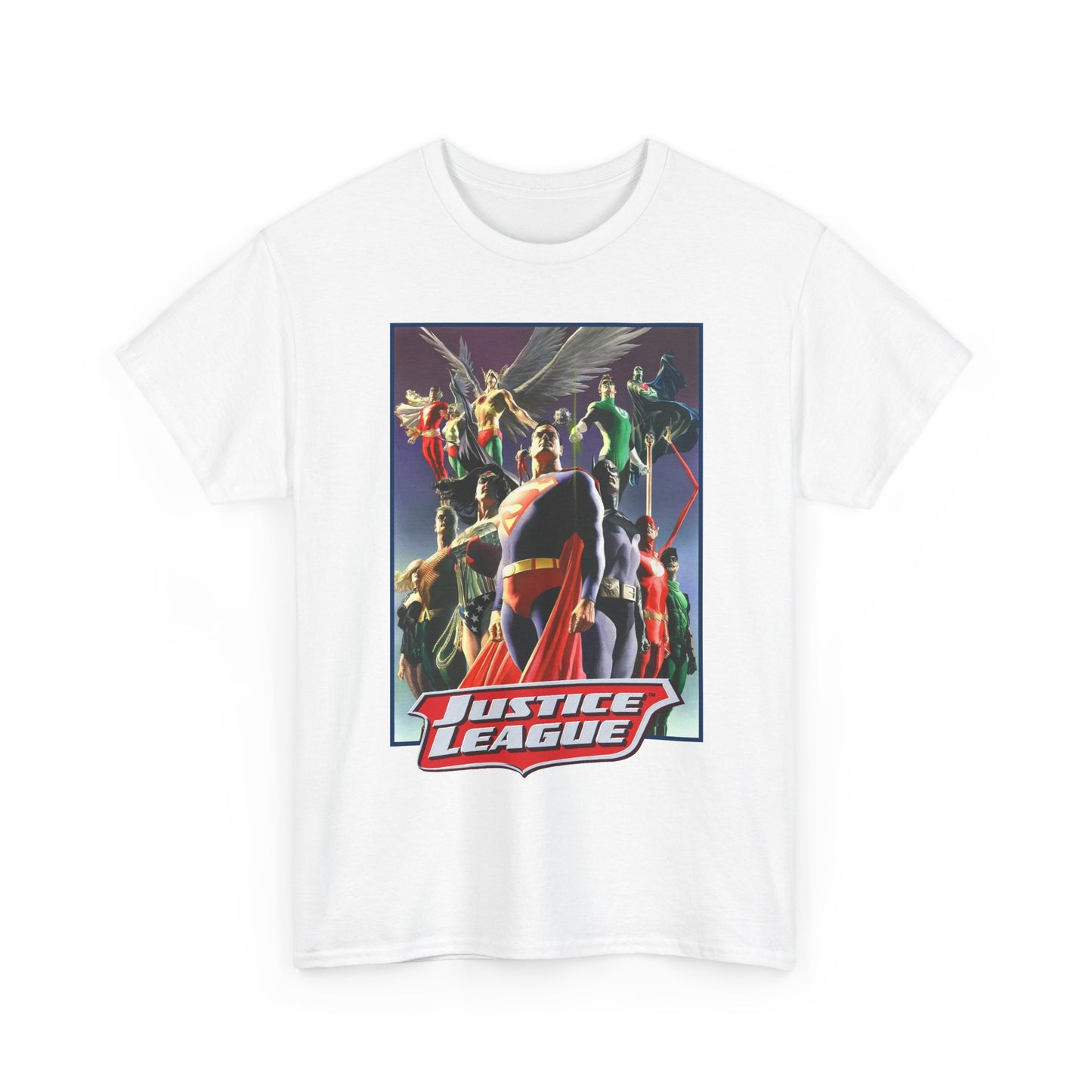 Justice League T-Shirt - Alex Ross Art - Superman, Wonder Woman, Black Canary, Hawkman, Flash, Aquaman, Atom - DC Comics