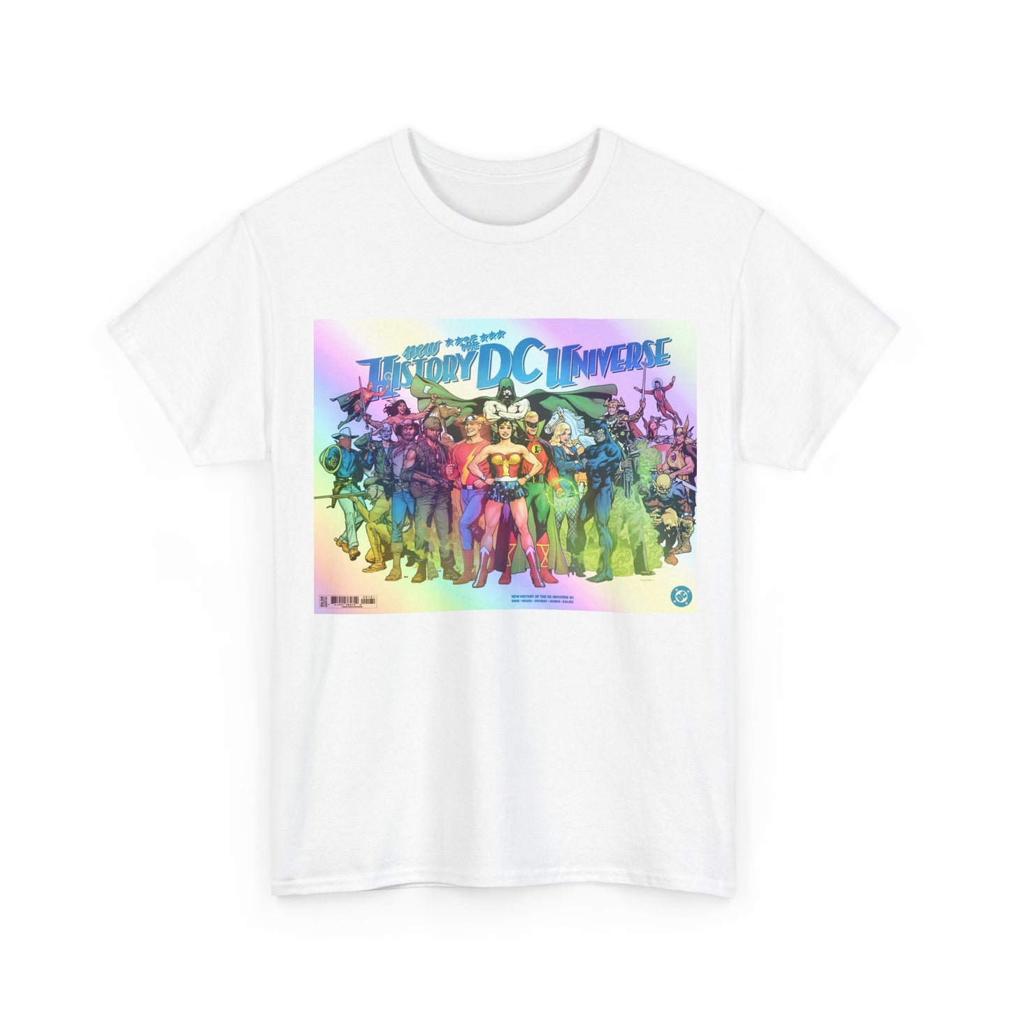 New History of the DC Universe T-Shirt - Wonder Woman, Wildcat, Black Canary, Sgt. Rock, Etrigan, Spectre, Jonah Hex - DC Comics