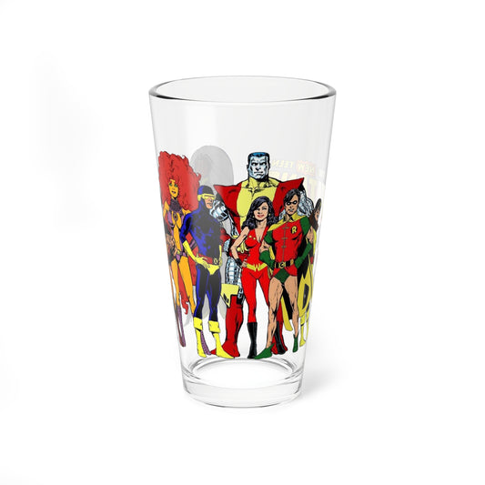 New Teen Titans, Uncanny X-Men Pint Glass, 16oz - DC & Marvel Comics Art - Storm, Cyborg, Wonder Girl, Cyclops, Robin, Colossus, Kitty Pryde