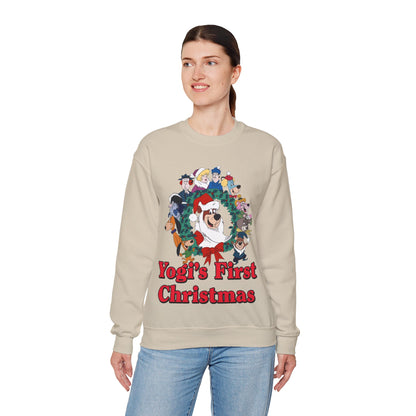 Yogi's First Christmas Crewneck Sweatshirt - Hanna-Barbera TV Holiday Special - Snagglepuss, Huckleberry Hound, Ranger Smith