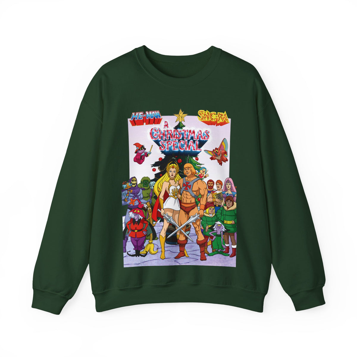 He-Man & She-Ra Christmas Special Heavy Blend Crewneck Sweatshirt - Masters of the Universe, Princess of Power Filmation Festive Holiday Cartoon