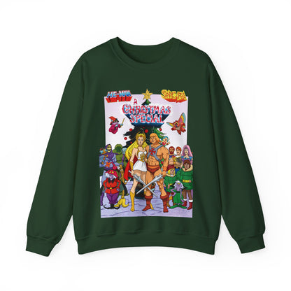 He-Man & She-Ra Christmas Special Heavy Blend Crewneck Sweatshirt - Masters of the Universe, Princess of Power Filmation Festive Holiday Cartoon