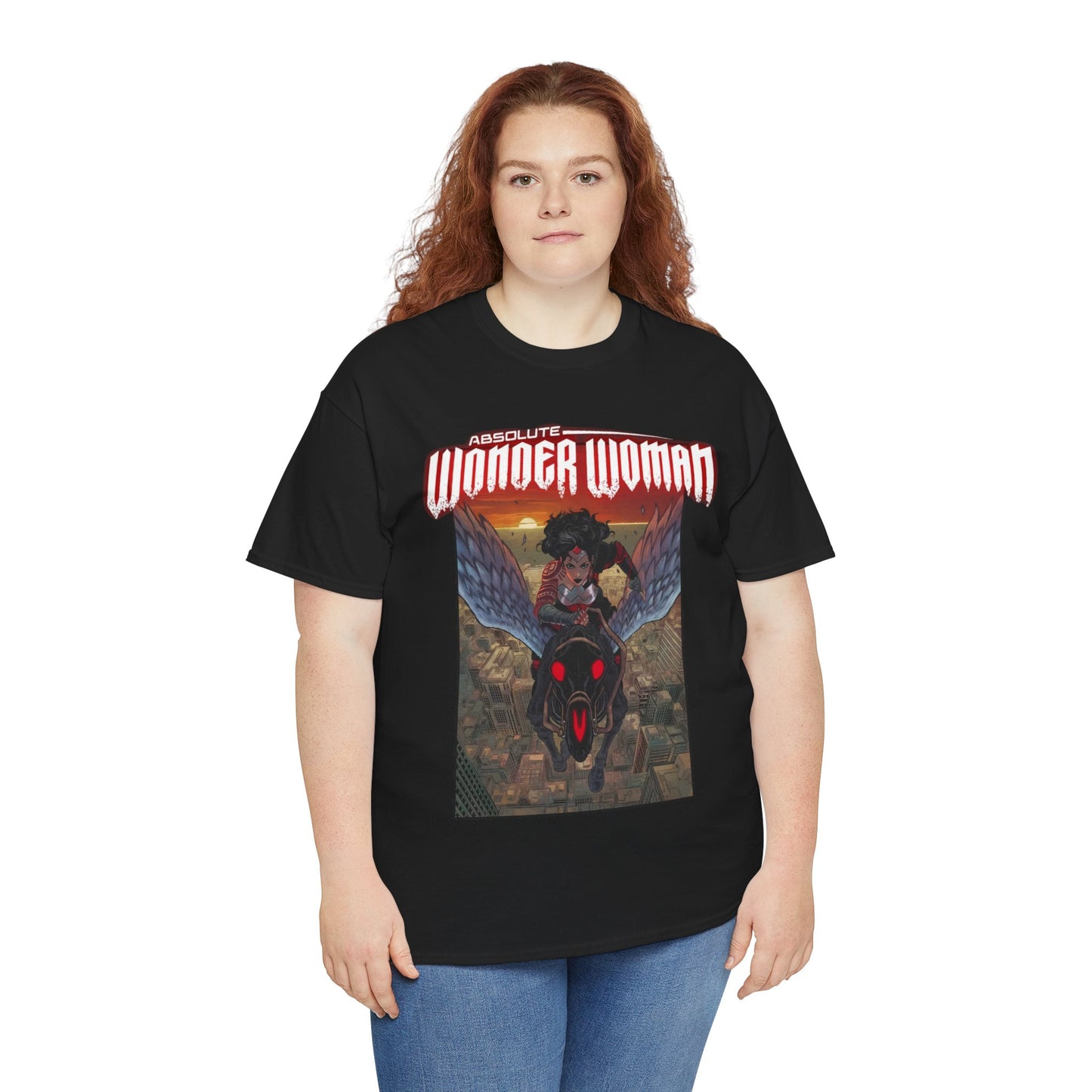 Absolute Wonder Woman T-Shirt - Hayden Sherman Art - DC Comics All-In - Raised in Hell by Circe - Riding Pegasus