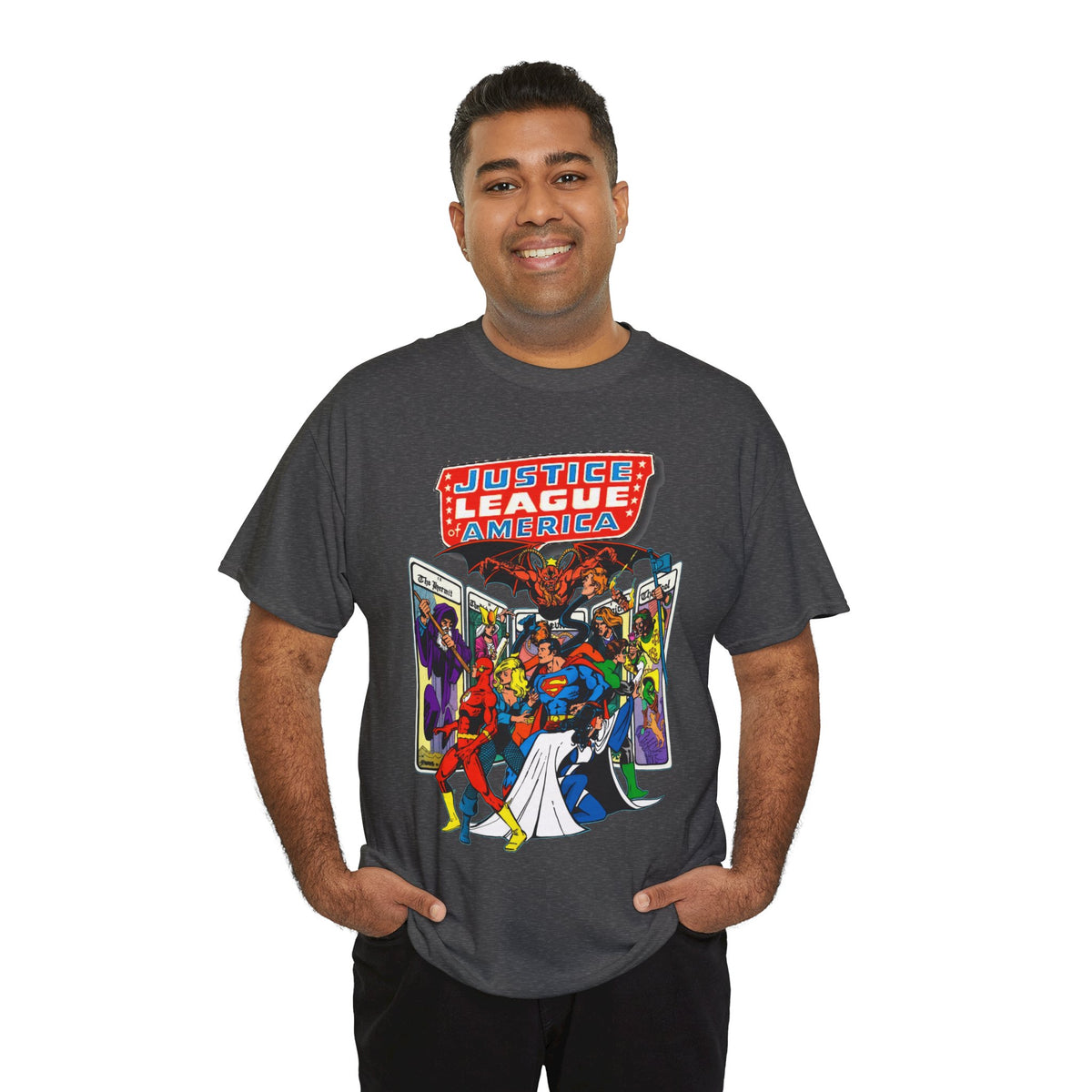 Justice League of America T-Shirt - George Perez Art - Vs Tarot Gang - DC Comics
