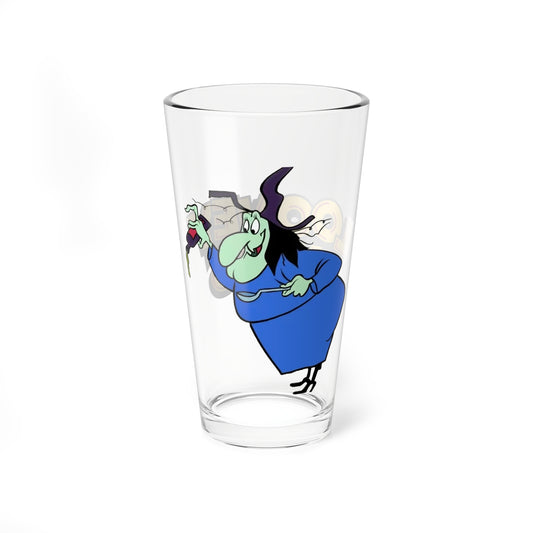 Witch Hazel Pint Glass, 16oz - Looney Tunes Cartoon Art - Broom-Stick Bunny - Popular WB Halloween Character
