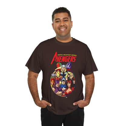 Avengers T-Shirt - George Perez Art - Captain America, Vision, Wonder Man, Iron Man, Thor, Hawkeye, Scarlet Witch - Popular Marvel Comics Characters
