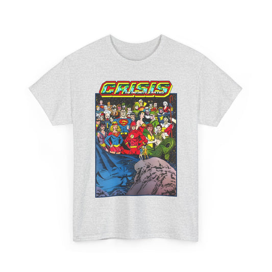 Crisis on Infinite Earths T-Shirt - George Perez Art - Supergirl, Flash, Huntress, Starman, Earth 3 Luthor, Lori Lemaris, Aquagirl, Earth 2 Robin - DC Comics
