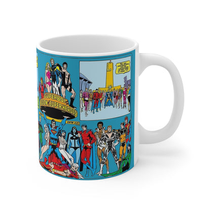 Superboy & Legion of Super-Heroes Coffee Mug, 11oz - DC Comics - Cosmic Boy, Lightning Lad, Saturn Girl, Mon-El, Shadow Lass - Silver/Bronze Age Art