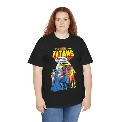 New Teen Titans T-Shirt - 1980s DC Comics Drug Awareness Specials - Protector, Starfire, Cyborg, Wonder Girl, Raven