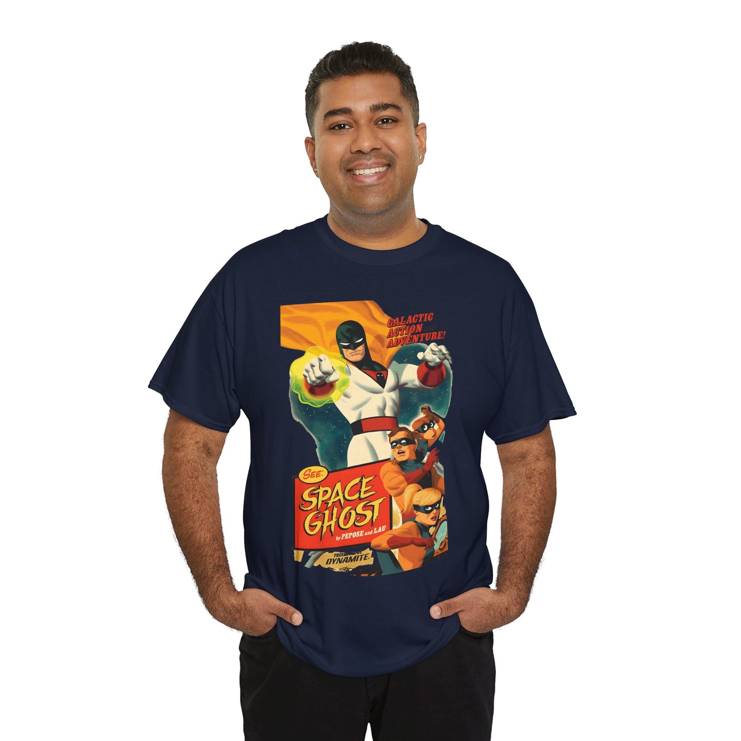Space Ghost T-Shirt - Frank Cho Art - Jan, Jace & Blip - Movie Poster Style Artwork - Alex Toth Creation - Hanna-Barbera Cartoon