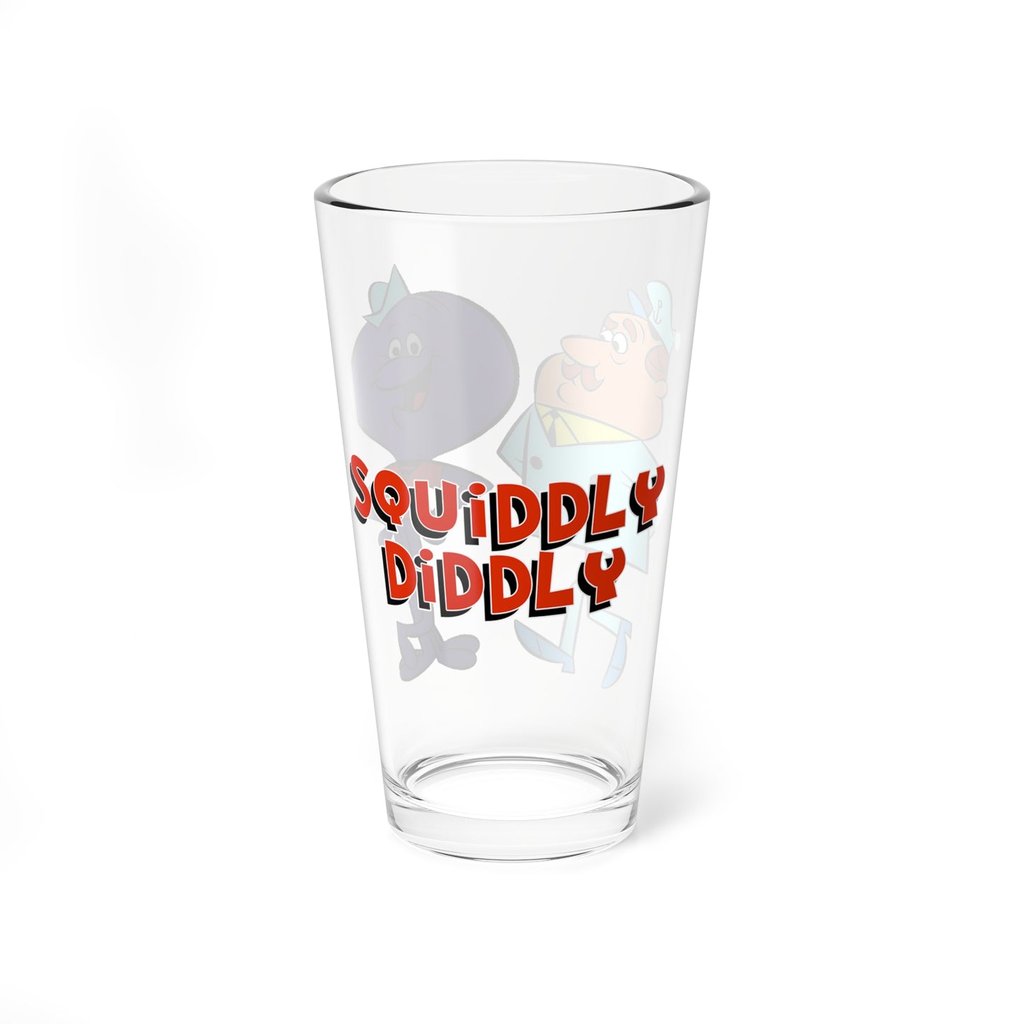 Squiddly Diddly Pint Glass, 16oz - Hanna-Barbera Cartoon 1960s TV - Bubbleland, Chief Winchley - Musical Squid