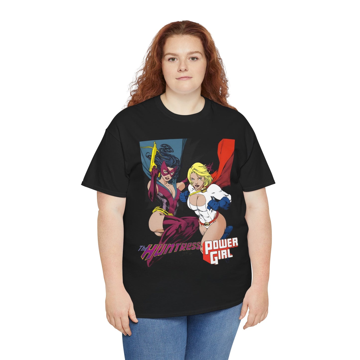 Huntress & Power Girl T-Shirt - Ed Benes Art - Justice Society, JSA, Earth 2 - DC Comics Bronze Age, Pre-Crisis Heroes