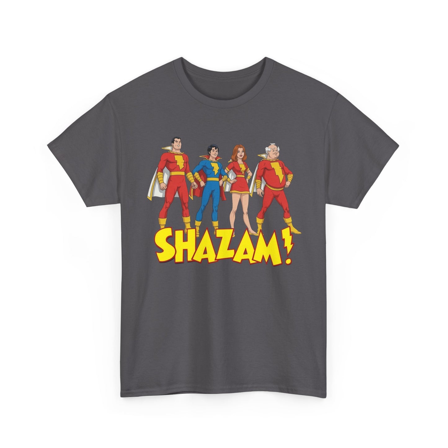 Shazam T-Shirt - Marvel Family Filmation Art - Mary Marvel, Captain Marvel Jr, Uncle Dudley - DC Comics