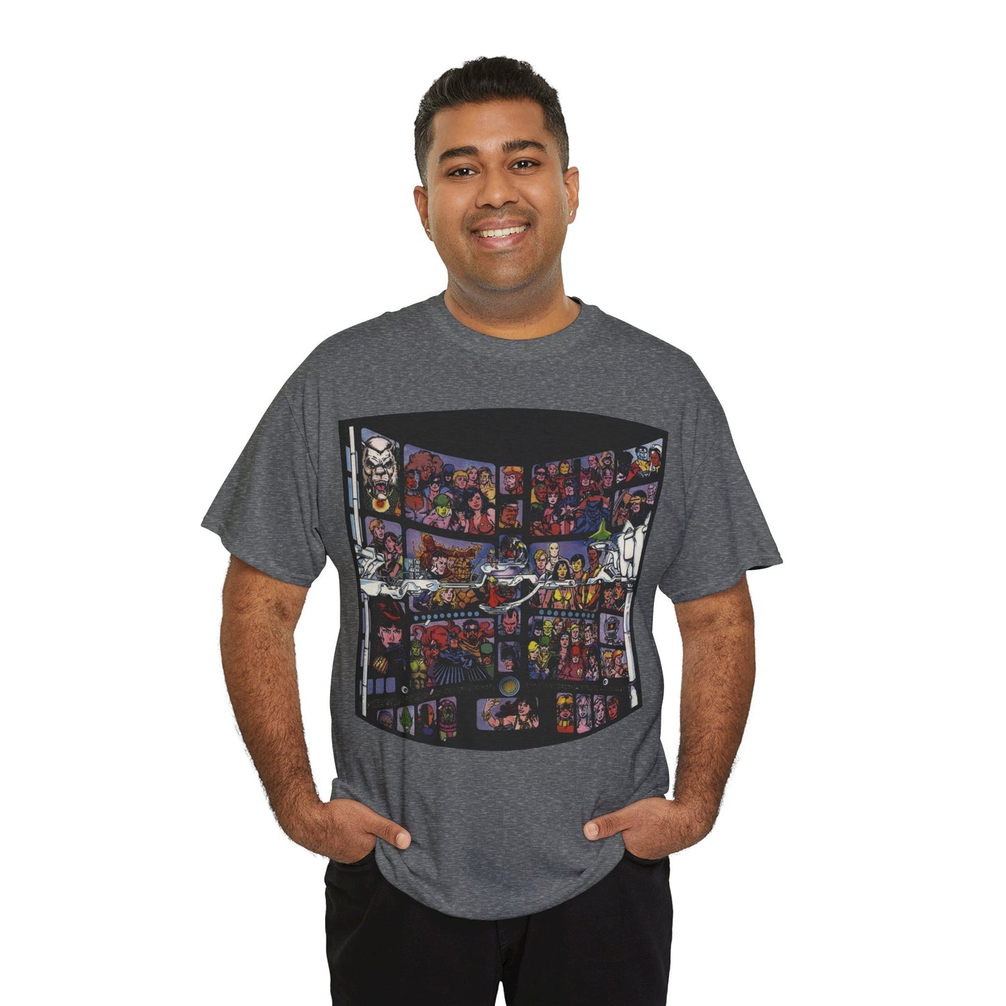 Focus on George Perez T-Shirt - Monitor, New Teen Titans, Avengers, Fantastic Four - DC & Marvel Comics - Note: Black Tee is a Negative Space Piece and is Borderless