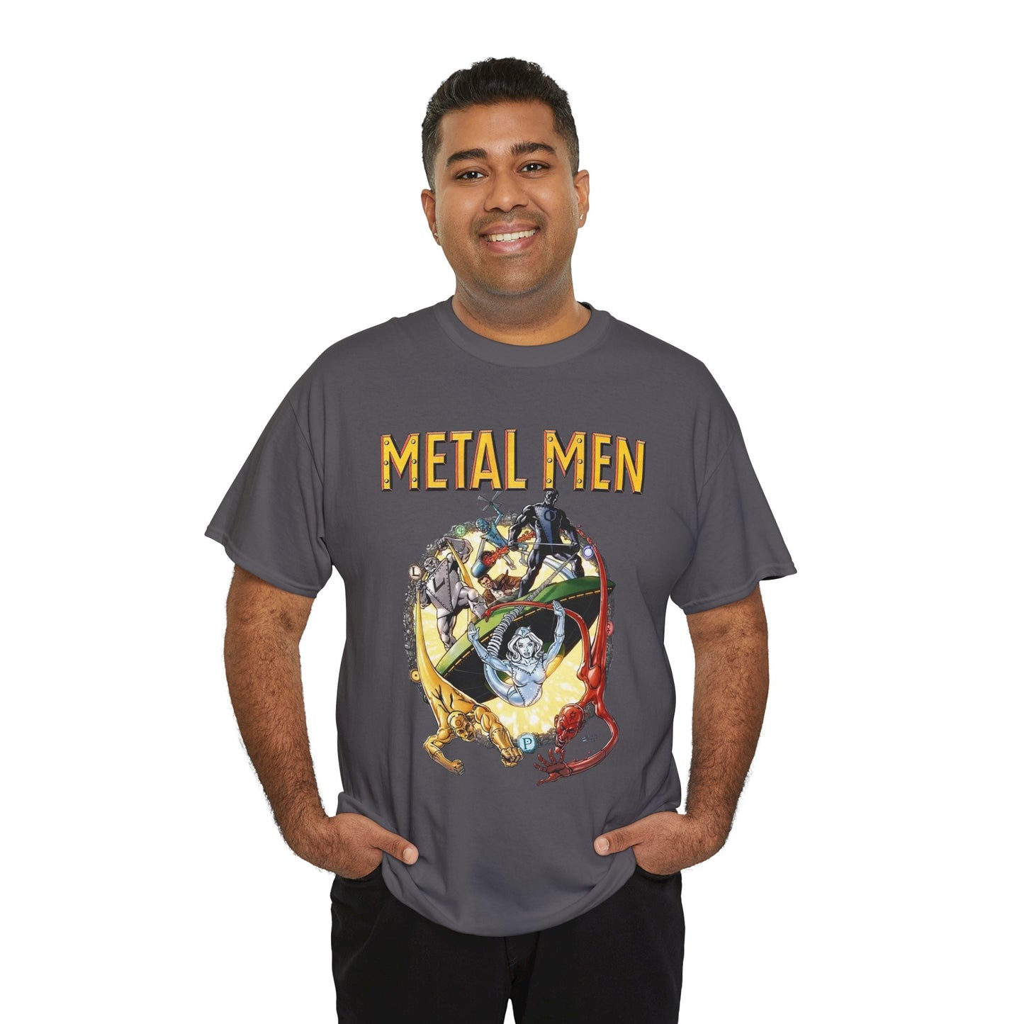 Metal Men T-Shirt - George Perez Art - DC Comics - Classic Silver Age Team - Mercury, Iron, Tin, Gold
