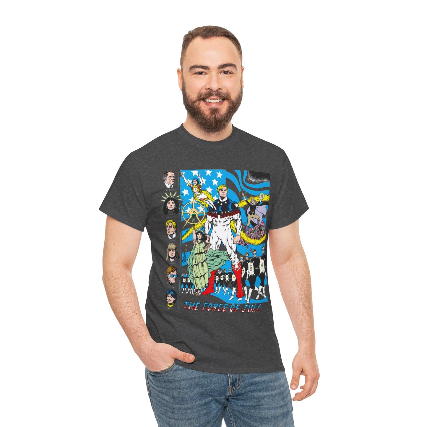 Force of July T-Shirt - Batman and the Outsiders Villains - Lady Liberty, Major Victory, Mayflower, Silent Majority - DC Comics